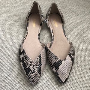 Faux-Snakeskin D'Orsay Flats